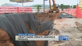 Rain causes major sinkhole on Main Street in Monticello