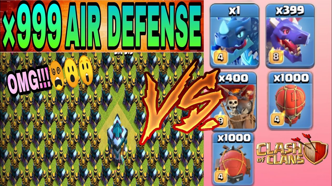 Every Air troops vs max air defense | dragon family vs air defense | 