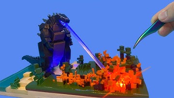 Making Minecraft GODZILLA vs ZOMBIES Miniature - clay ASMR