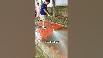 Tẩy rêu sân vườn bằng máy rửa xe cao áp Kumisai này nhé! #shorts