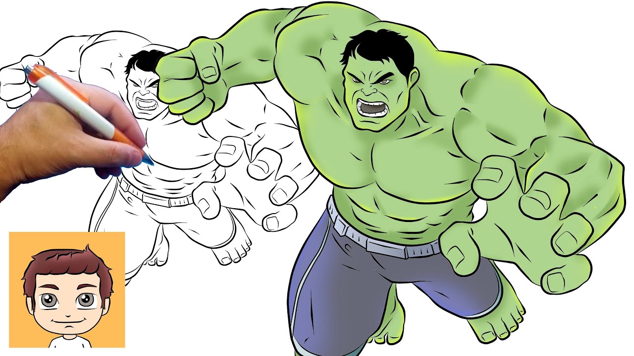 Como desenhar o HULK passo a passo How to draw Hulk Cómo dibujar Hulk ...