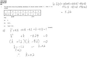 DSE maths M1 2017 #01 expected value variance