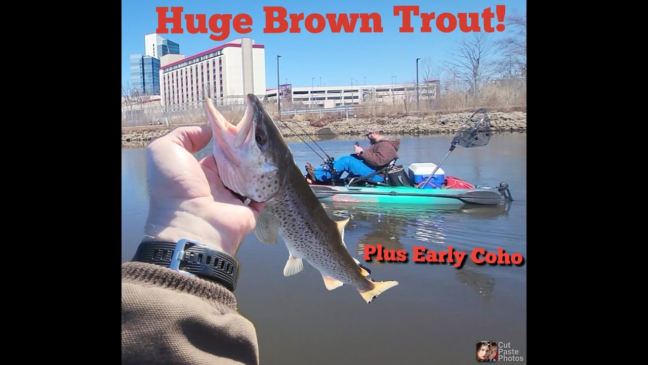 Huge Brown Trout early Lake Michigan Fishing 