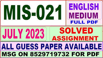 MIS 021 solved assignment 2023 / mis 021 solved assignment july 2023 / ignou PGDINDS mis 021 2023-24