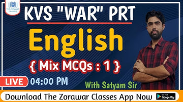 KVS_English | Mix MCQs : 1 | By Satyam Sir | The Zorawar Classes
