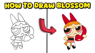 How To Draw Blossom From The Powerpuff Girls - Easy Cartoon Drawing