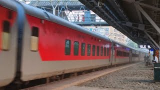 16340 Nagercoil - Mumbai Express High Speed Crossing Shelu Station.