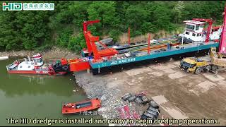 The HID dredger is installed and ready to begin dredging operations.#dredger #dredgership #dredging