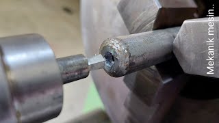 Rotary broaching technique for making hexagonal holes with a lathe
