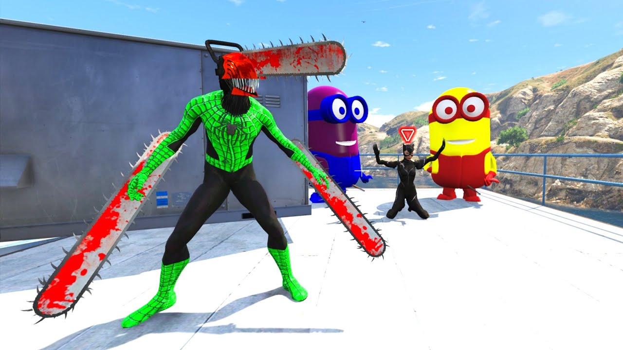 GTA 5 - Spiderman VS Minions Fight Rag doll Gameplay - Spider-man vs Minions Funny Ragdoll EP - 40