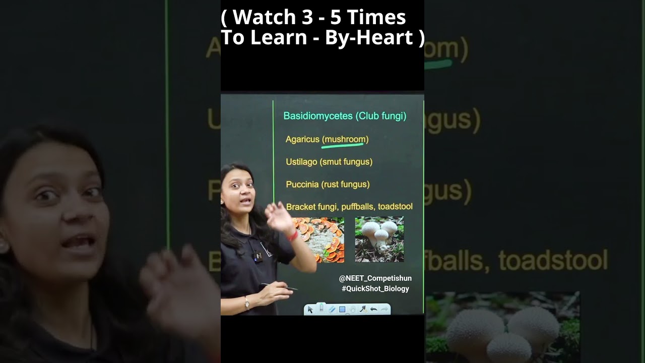 EXAMPLES OF BASIDIOMYCETES (CLUB-FUNGI) With QuickShot Biology | #Poonam | #shorts#neet#biology