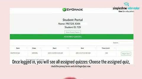 ZIPGRADE Student Portal (online submission of Quizzes)