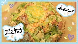 Healthy Spinach Artichoke Dip with Only 5 Ingredients! My Glowing Green Hulk Dip in a Bread Bowl!