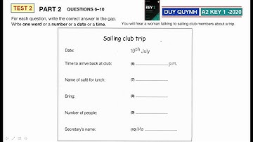 A2 KEY 1   TEST2 PART2 2020   #ket2020     #ket2020test2part2     #a2key1test2part2