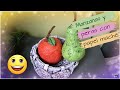 Manzanas y peras con papel mache. Como hacer frutas de papel mache.