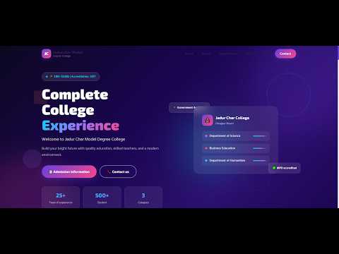 Modern College Website Design Using HTML CSS JavaScript | Fully Responsive College Website Project