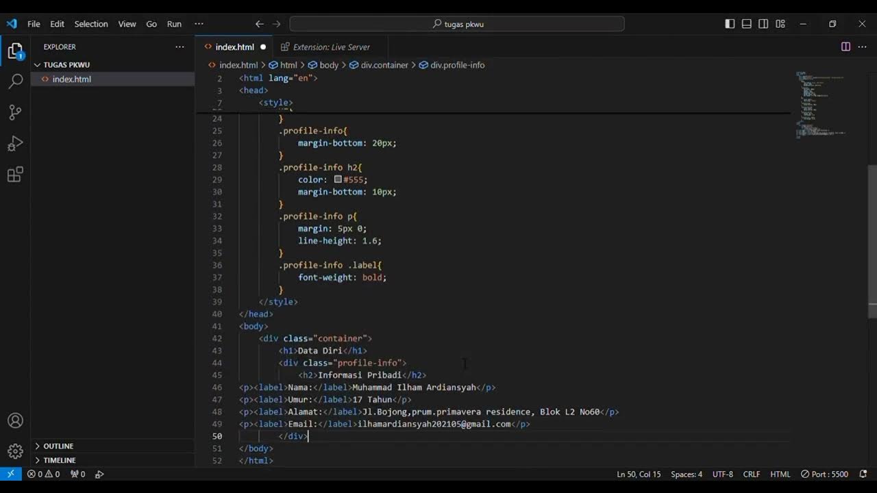 TUTORIAL MEMBUAT DATA DIRI DENGAN CODINGAN SEDERHANA - YouTube