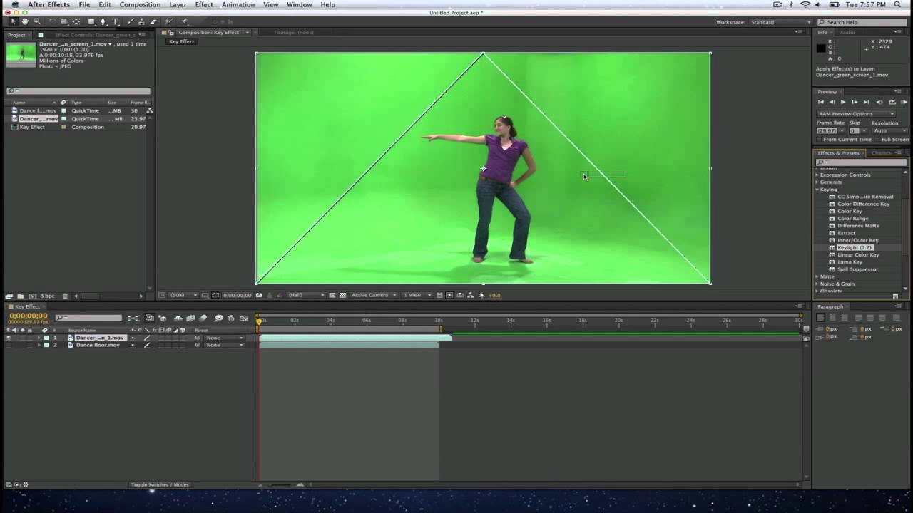 How to do a key or green screen effect in Adobe After Effects CS6 - YouTube