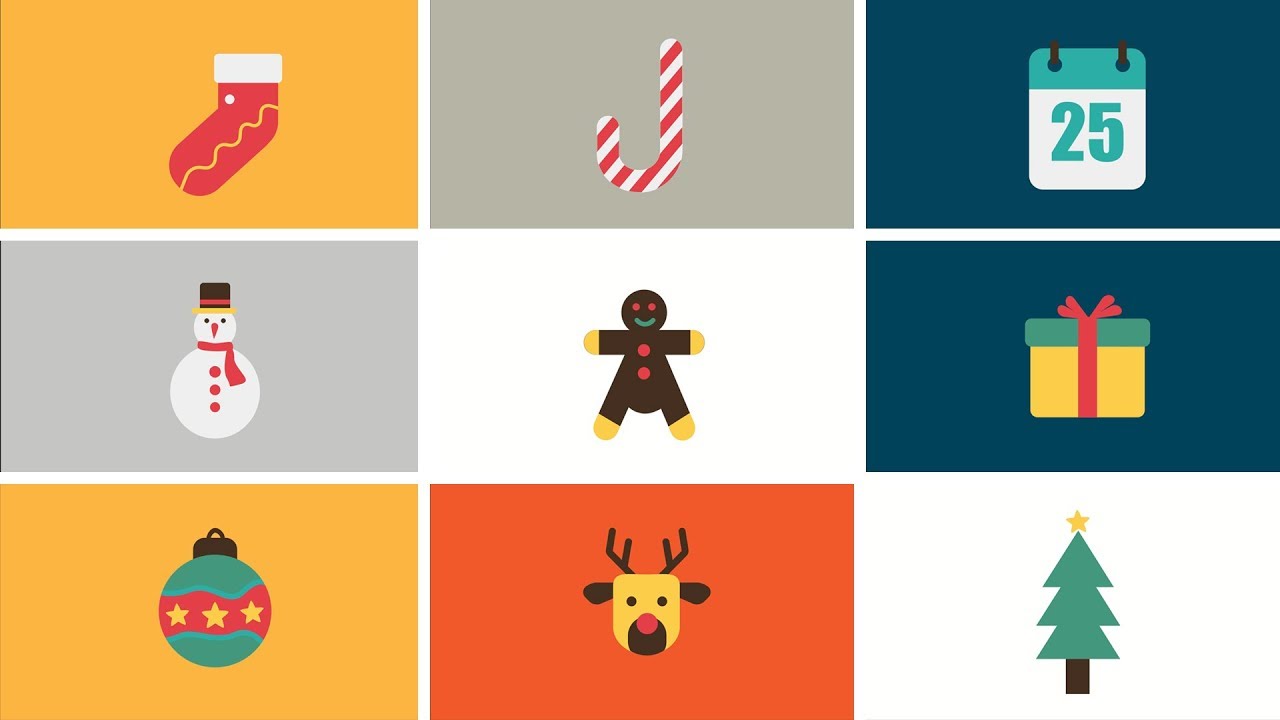 11 Animated Christmas Icons for Premiere Pro - Motion Graphic Template (MOGRT)