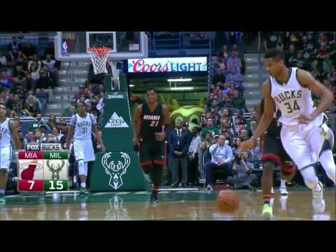 Giannis Antetokounmpo 2 Amazing Dunks! | Heat vs Bucks | January 13, 2017 NBA Season