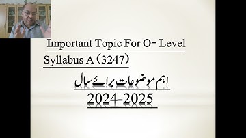 Cambridge Urdu learning Important Topics for O Level Syllabus 3247