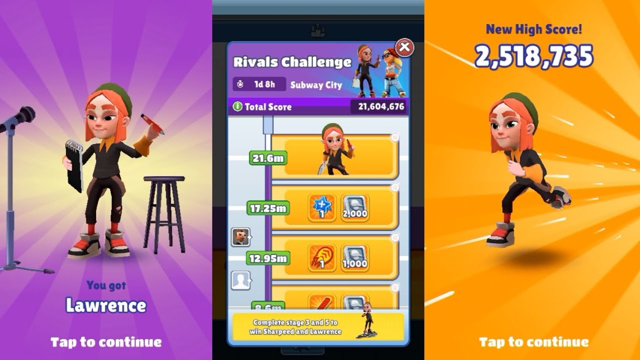 Subway Surfers Rivals Challenge: Completed Stage 5 And Unlocked LAWRENCE!