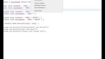 LIST OF SHORTCUT KEYS FOR ECLIPSE