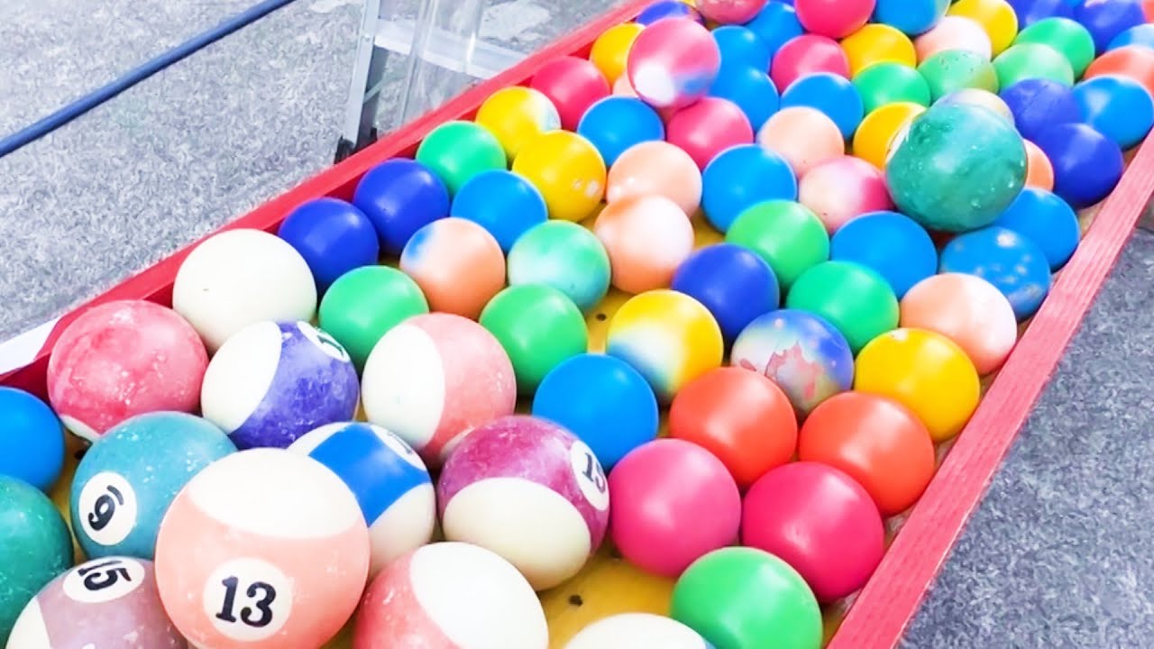 Marble run ASMR ☆ Handmade wooden slope rain gutter & colorful balls Billiard balls Dragon Ball