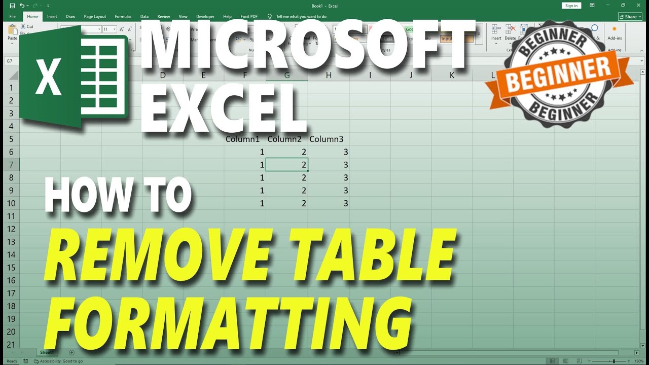 Microsoft Excel How To Remove Table Formatting - YouTube