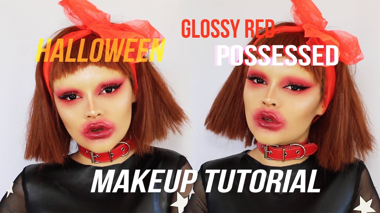 HALLOWEEN GLOSSY RED POSSESSED Makeup Tutorial YouTube
