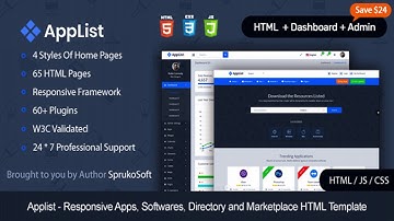 Applist -Bootstrap Responsive Apps, Softwares, and Multipurpose App Marketplace HTML Template |