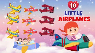 10 Little Airplanes Counting Song for Kids  Learn to Count 1 to 10 with Planes|Cherry Kiddies Rhymes