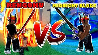 Rengoku Vs Midnight Blade 600 Mastery Damage Comparison - Blox Fruits