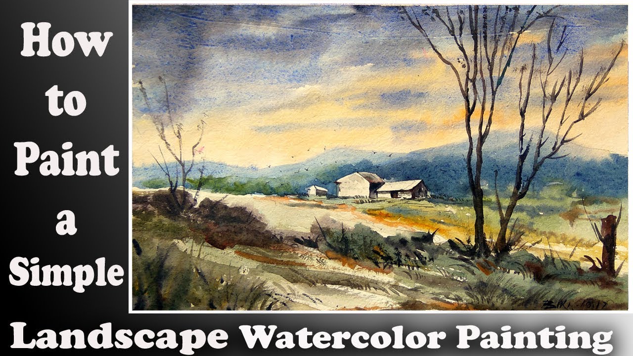 Watercolor landscape: How to paint a simple landscape with wash ...