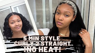 Super Easy Headband Wig Application- Curly To Straight in Minutes!