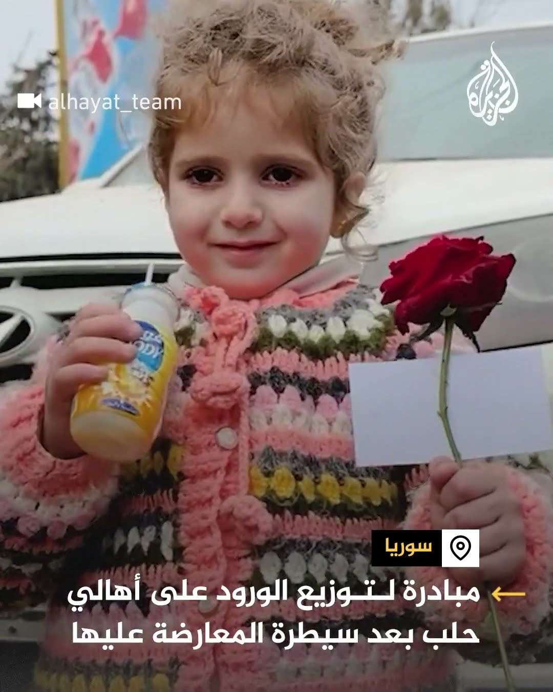 مبادرة لتوزيع الورود على أهالي حلب بعد سيطرة المعارضة عليها