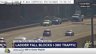 Two vehicles hit ladder that fell from truck on I-380 in Cedar Rapids