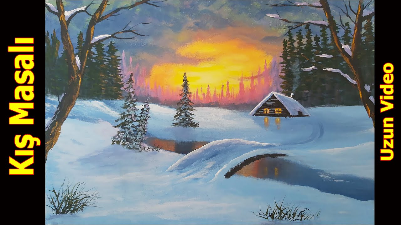 Kış Resmi Nasıl Yapılır #51 | Manzara Resmi | Kış Resmi / Acrylic Painting Easy Painting 