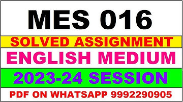 mes 016 solved assignment 2023-24 | mes 16 solved assignment in english 2024 | mes 16 2024