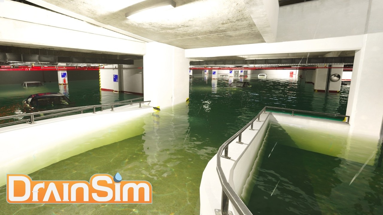Romoving Water From Parking Garage & Broken Chanel ~ Drainsim