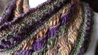 Chic Retreat Cowl | loom knit Indian Cross stitch (Closed Captions CC)