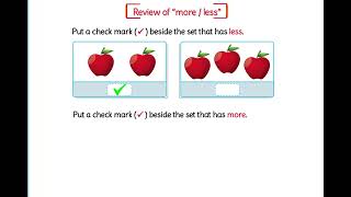 Put A Check Mark More Less Learn Counting Kindergarten Math Book Page