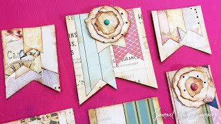 DIY JUNK JOURNAL Embellishment Scrap Buster Stacked Banner Clusters