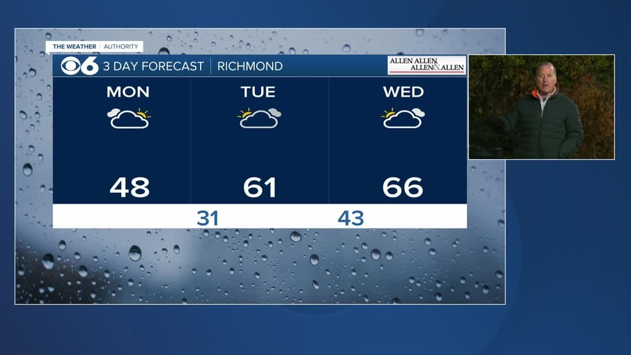 Cloudy and cool Monday in Richmond ahead of midweek warm-up - YouTube