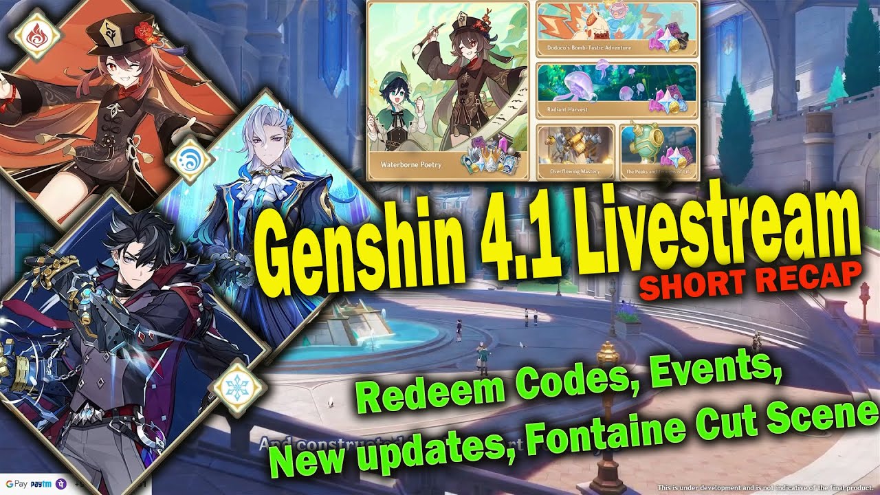 Genshin, 4.1 Livestream Contents & Codes