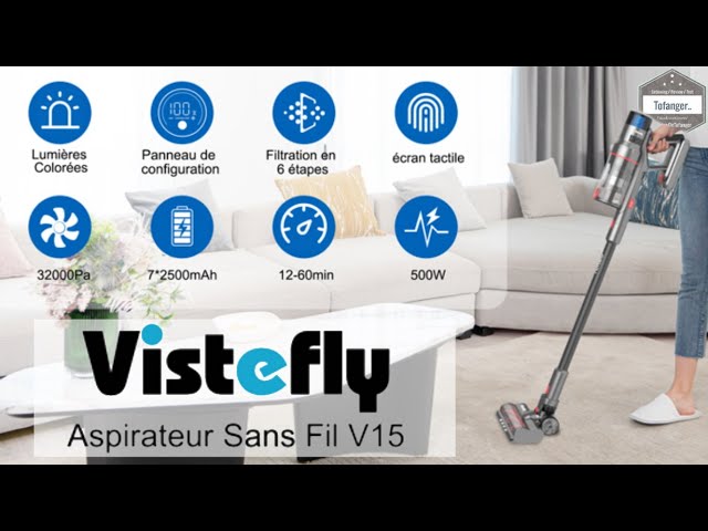 Vistefly V15 Cordless Stick Vacuum Cleaner with Touch Screen 32000Pa & 500W  - Unboxing 