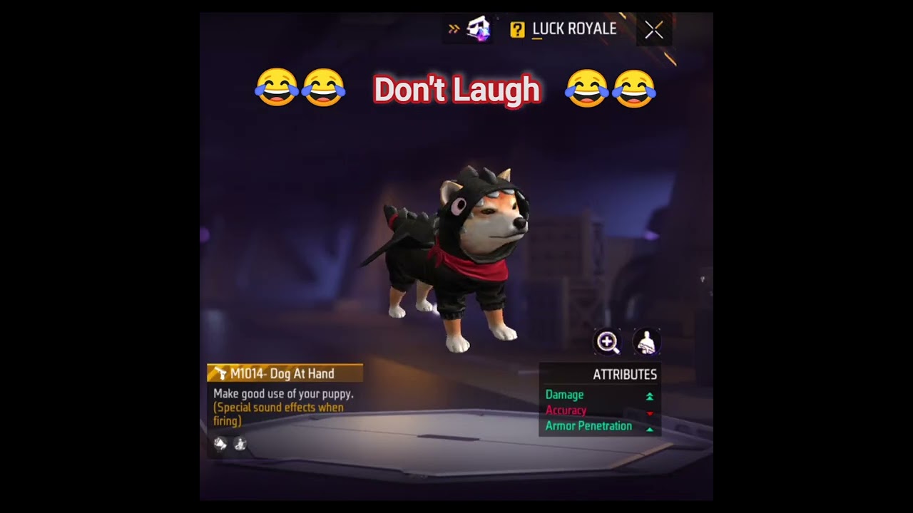 NEW M10 SKIN 🤫🤫 DO NOT LAUGH CHALLENGE 😂😂 100 % REAL DOG AT HAND AND SHIBA SURF EMOTE IN FREE FIRE