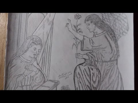 كيف ترسم صورة بشارة الملاك جبرائيل للسيدة العذراء مريم