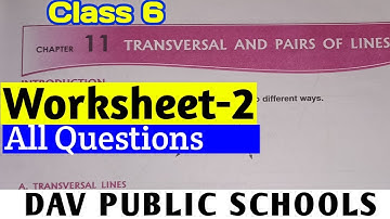 |DAV Class 6 Maths Transversal and Pair of lines Worksheet-2 Solution|Study With Deep|