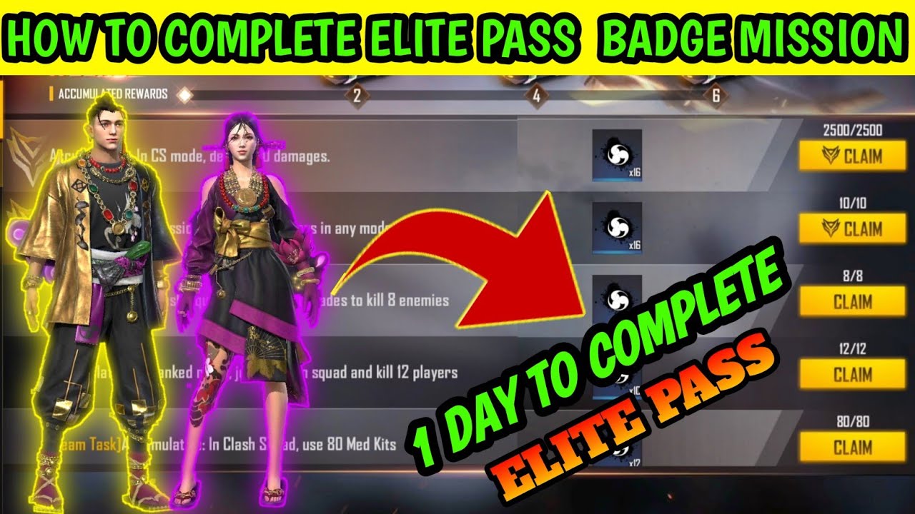 COMPLETE ALL ELITE PASS BADGES MISSION IN FREE FIRE||HOW TO COMPLETE BADGE MISSION IN FREE FIRE.